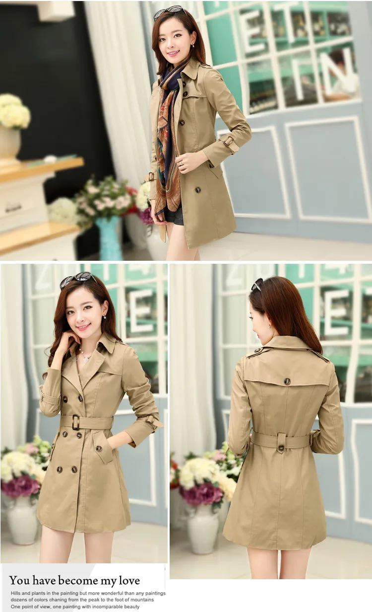 Women's trench coat in autumn and winter long double-breasted coat fashion lady cultivate one's morality spring and autumn