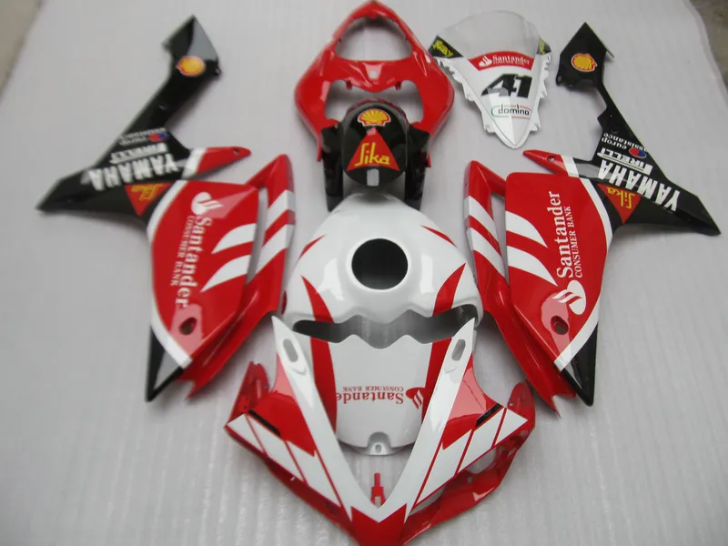 Injektionsgjutning Gratis Anpassa Fairing Kit för Yamaha YZF R1 07 08 Red White Black Fairings Set YZFR1 2007 2008 OT15