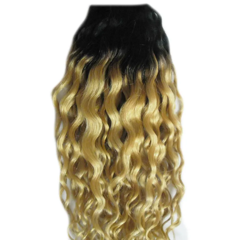 Ombre Weave Hair Blonde T1B / 613 faisceaux de cheveux humains 100g cheveux crépus vierges 