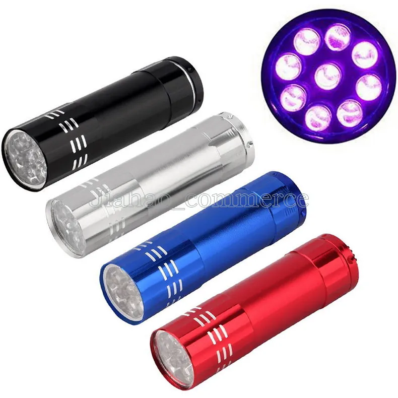 9LED 미니 알루미늄 UV 울트라 바이올렛 9 LED 손전등 블랙 라이트 토치 라이트 램프 6379392