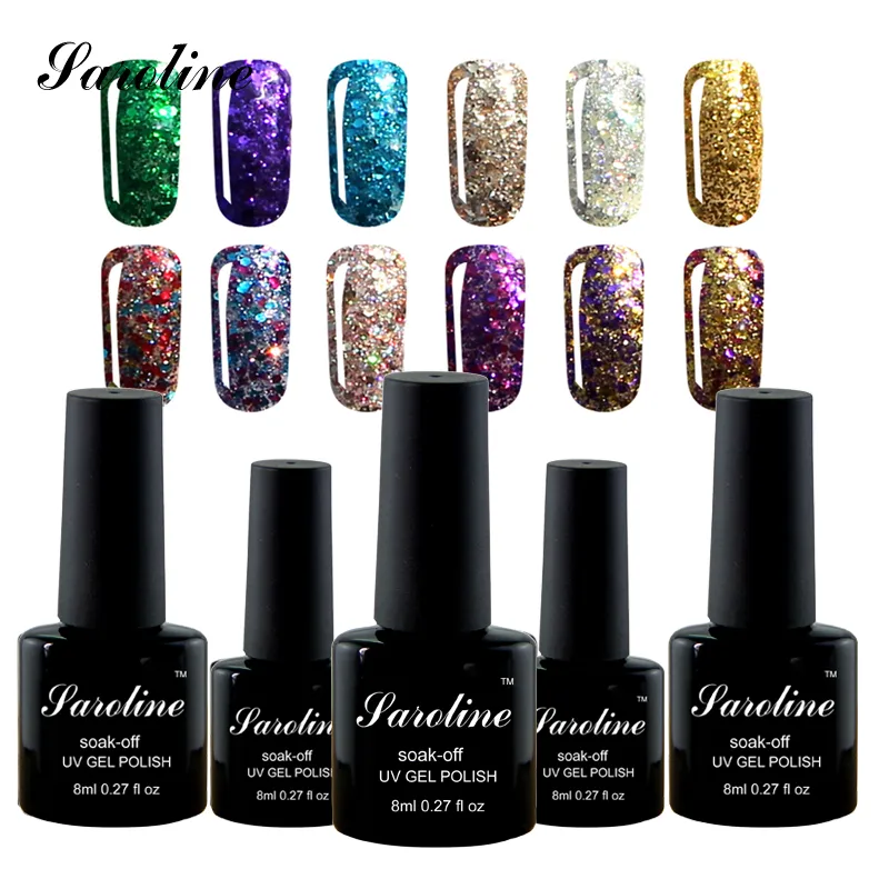 Hurtownia-sarolina Diamentowy brokat UV Gel Nail Pistnoente Vernis A Ongle Nail Gel Szybsza podkład 8ml Szybka dostawa tanio