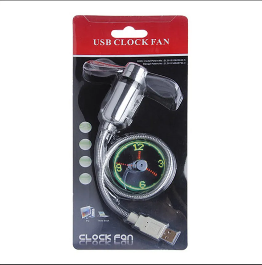 Mini usb led fan clock display piscando o tempo usb ventilador do relógio para o banco pc power bank carregador com ith clock usb gadgets