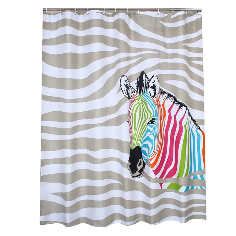 Colorful Zebra Shower Curtains Europe Bathroom Curtain Waterproof