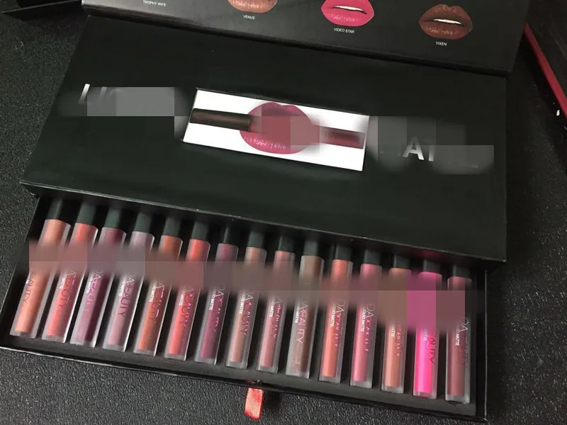 Em Sotck Beleza maquiagem líquido Matte Lipgloss cosméticos Longa Duração impermeável líquido Batons 16 cores Set