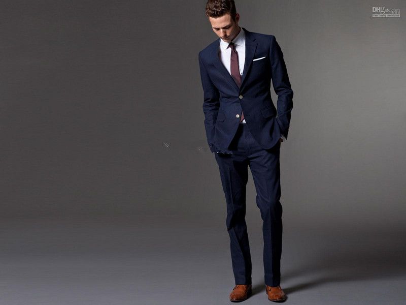 Traje De Hombre Azul Marino Por Encargo, Traje Hecho A Medida, Trajes De Boda Azul Marino A Medida Para Hombres, Esmoquin Slim Fit Para De 73,94 € | DHgate