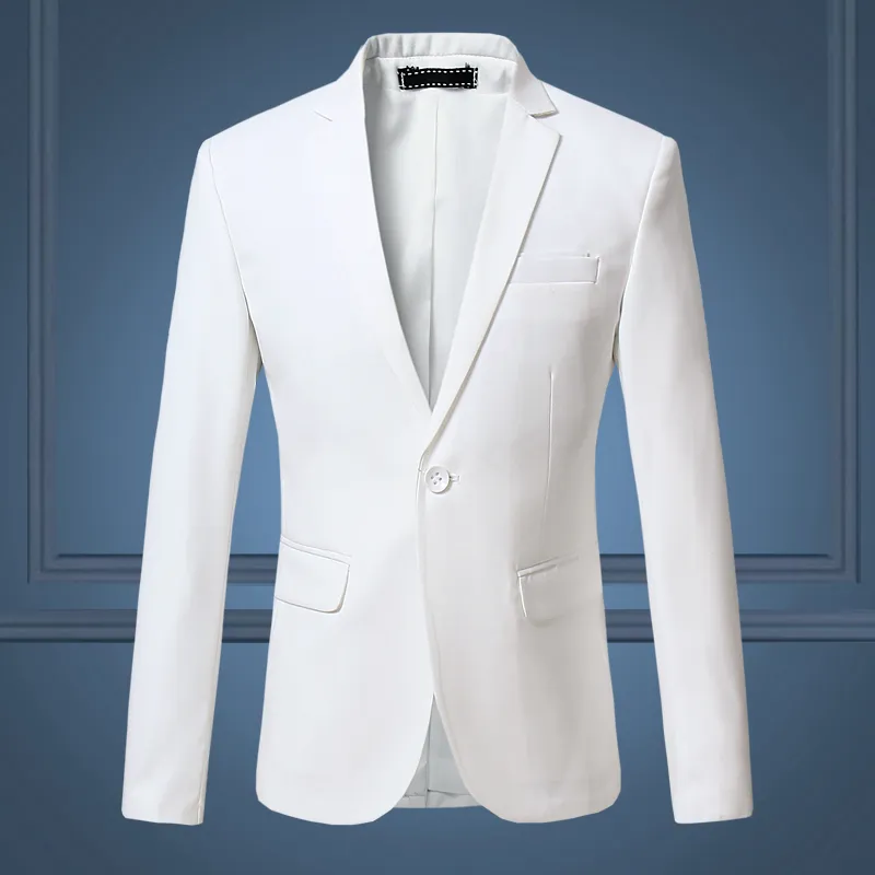 All'ingrosso- Giacca blazer da uomo di classe Plus Size 4XL 5XL 6XL Abito da sposa slim con un bottone da uomo Solido Bianco Nero Rosso Blazer casual da uomo Saldi