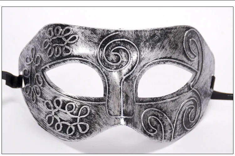 Maschera il viso da uomo greco romano d'epoca Festa in costume fai-da-te Forma sexy Masquerade Dance Party Maschera Velo Puntelli Maschere di Venezia in oro argento antico