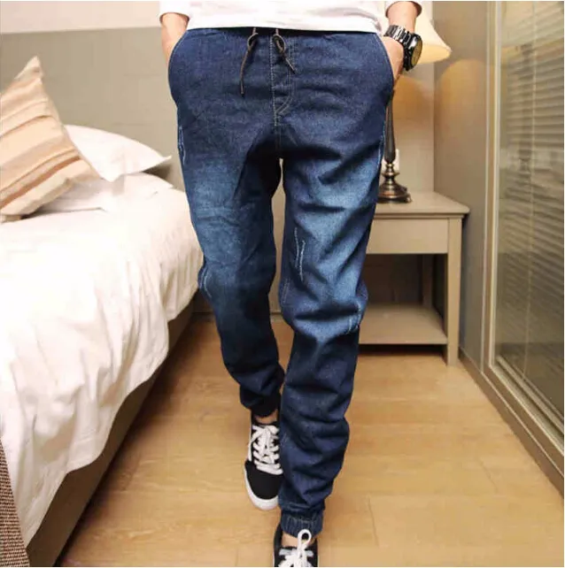 Neue Mode Herren Jeans Denim Männer Kordelzug Slim Fit Denim Jogger Herren Jogger Jeans Stretch Elastische Jean Bleistift Casual Hosen