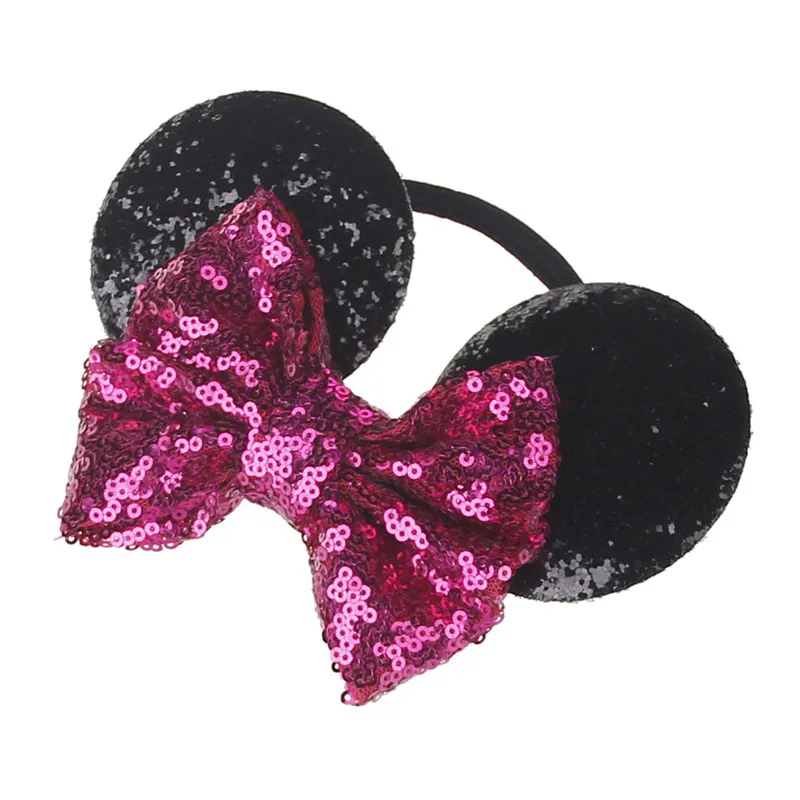 Fasce capelli con paillettes Fascia orecchie di topo Fiocco grande Bambini Accessori capelli bambini Neonate Fasce capelli in nylon Forniture di compleanno A08