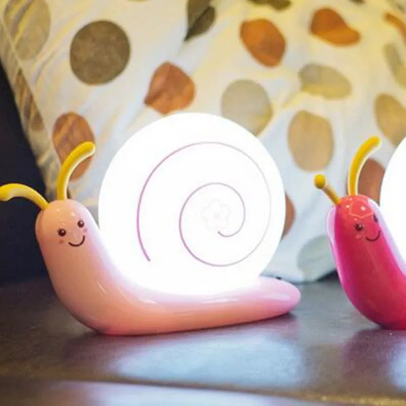 Natt ljus dekorativ lampa lampa sovrum barn barn baby usb batteri ledd snigel barn baby sovande toalett ljus za2541