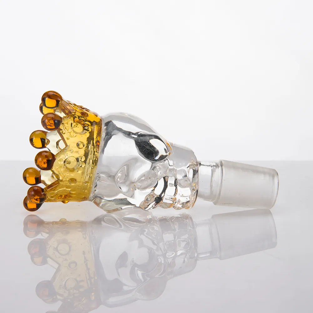 BIG Size Skull Style Herb Holder With Crown Glass Bowl Glass Slide Smoke Accessory For Glass Bong