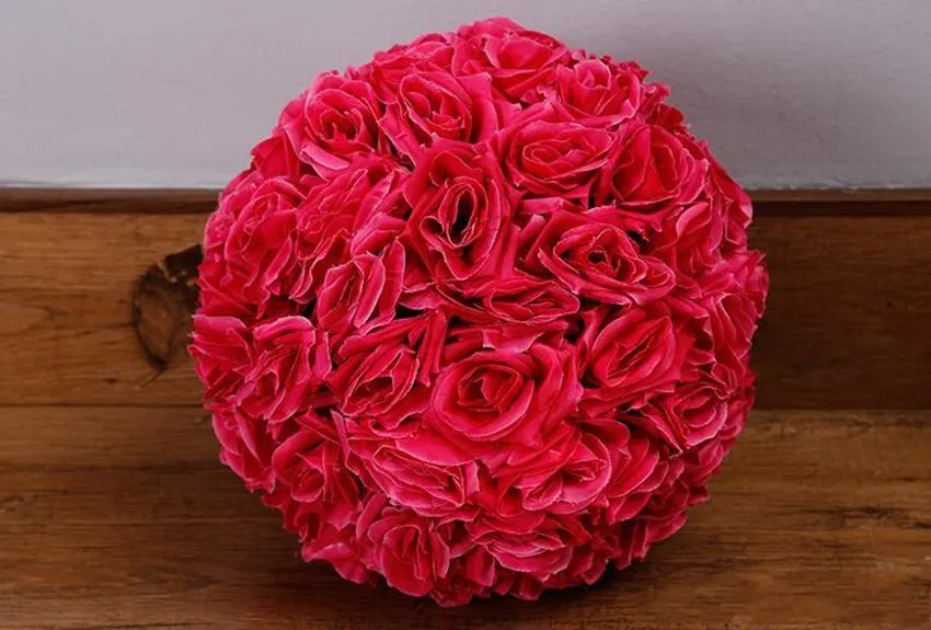 30 CM 12" New Artificial Encryption Rose Silk Flower Kissing Balls Hanging Ball Christmas Ornaments Wedding Party Decorations