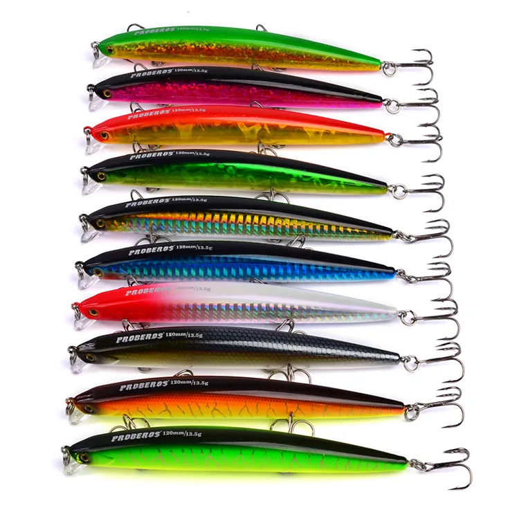 New Sea Lure Delgado Forma Lure Minnow Isca De Pesca 12.5g 13.5 cm ABS Plástico Hard Bait Casting Spinner Swimbait Iscas