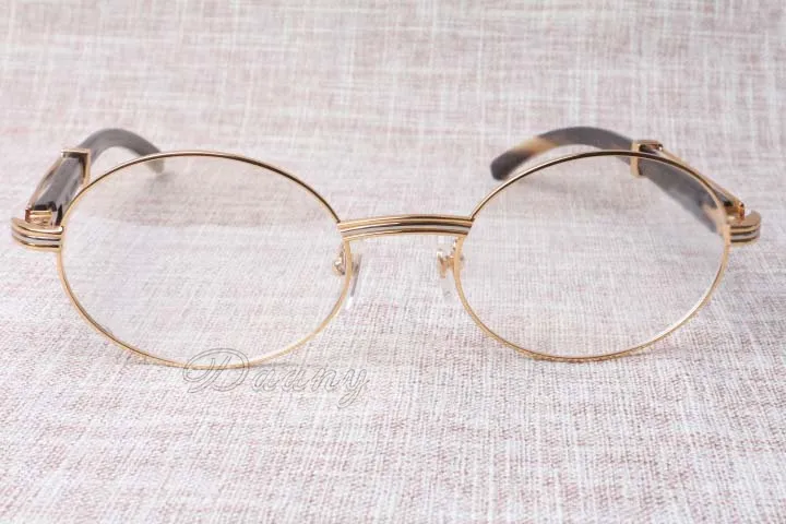 2019 New Retro Round Eyeglasses 7550178 مختلط القرن نظارات الرجال والنساء إطار نظارات نظارات الحجم: 55-22-135mm