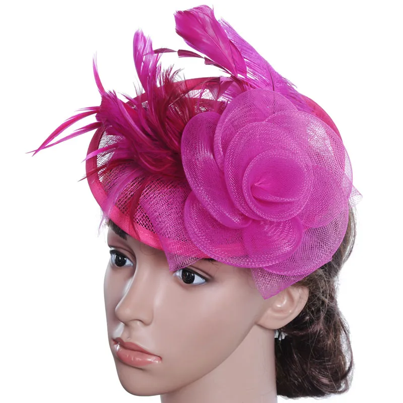 Exklusiv Lady Hat Cambric/Ostrich Hair High-End Hats Party Hats for Wedding Halloween Party med gratis frakt