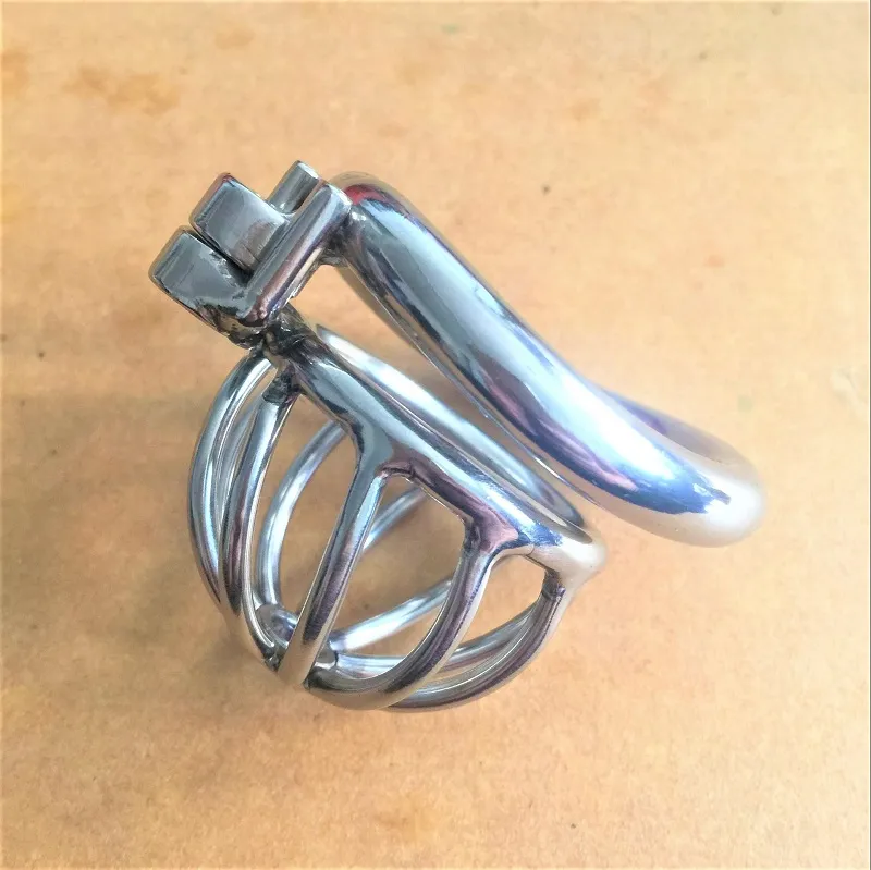 New Latest Design 45mm Length Super Small Male Cock Cage Bondage Device Peins Lock BDSM New Sex Toy Stainless Steel Belt7637122