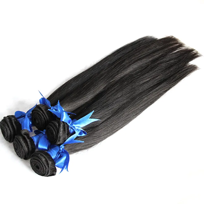 Weave buntar Straight Remy Human Hair Weaving Extensions 500g 100% Human Hair Weave Naturlig Svart Färg 1B