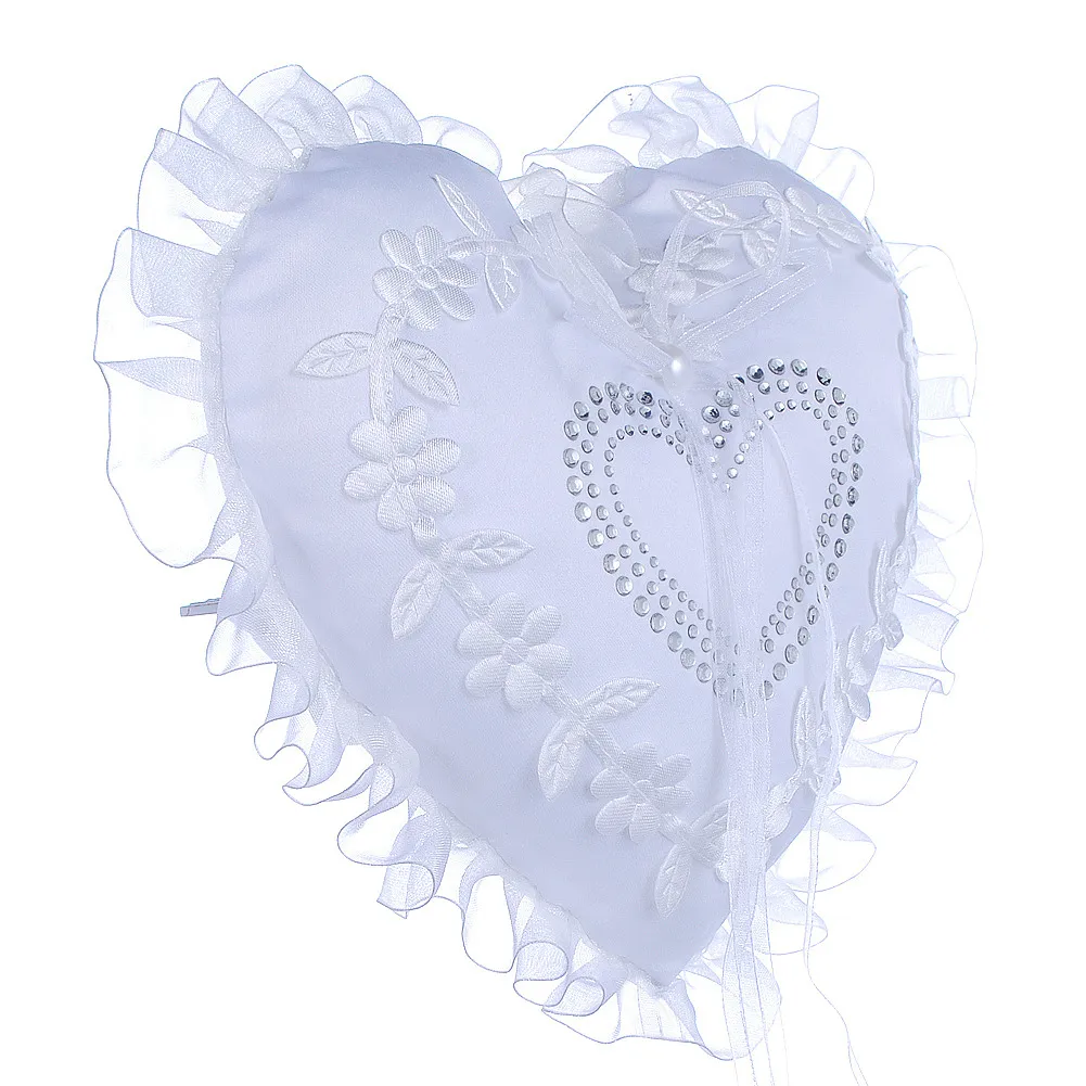 set Burlap Hessian Lace Crystal Wedding Guest Livre de stylo Set Anneau Oreiller Garter Decoration Love Heart Bridal Ring Oreads Weddin4575716
