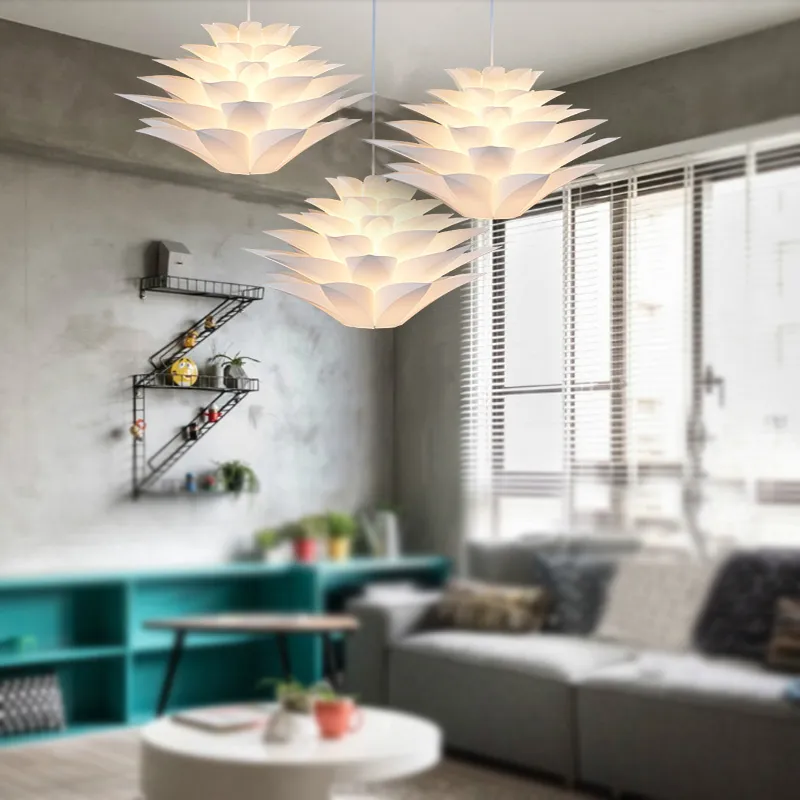 DIY Lamp Shades Lotus Chandelier IQ Puzzle Decor Art Pendant Light White Color288E