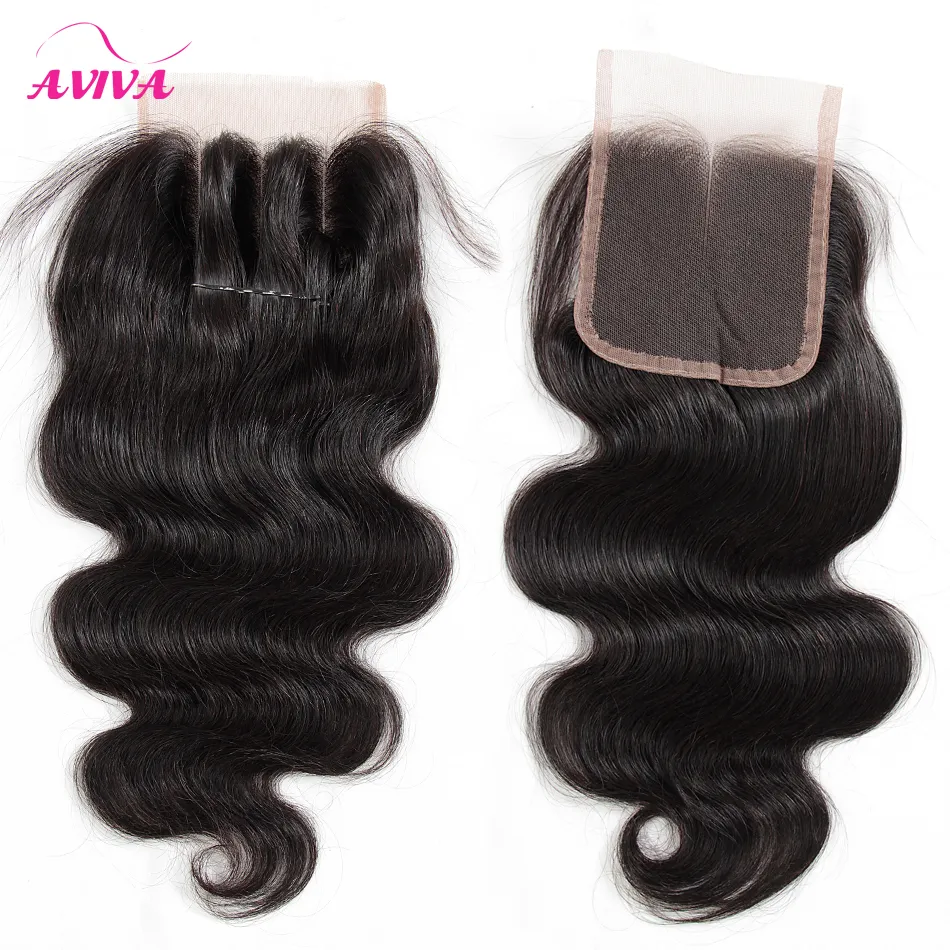 Peruvian Virgin Hair Body Wave Lace Closure With 4 Bundles Human Hair Weave 100% Unprocessed Peruvian Virgin Hair Extension Dyeable