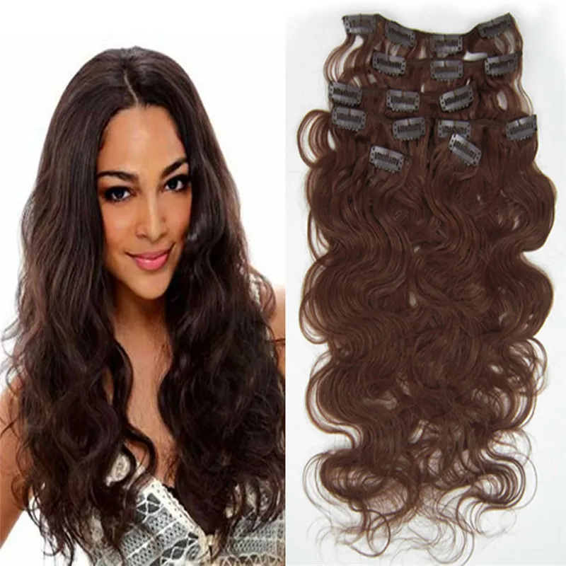 8A 33 Body Wave Clip In Human Hair Extensions Brazilian Hair Clip In