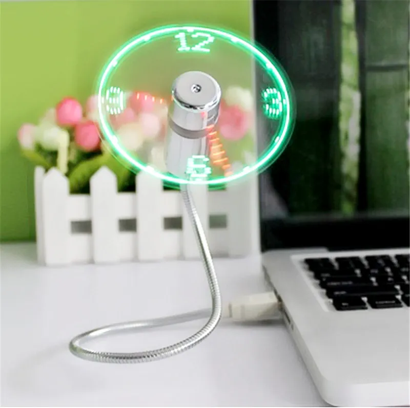 New Mini USB Fan gadgets Flexible Gooseneck LED Clock Cool For laptop PC Notebook Time Display high quality durable Adjustable