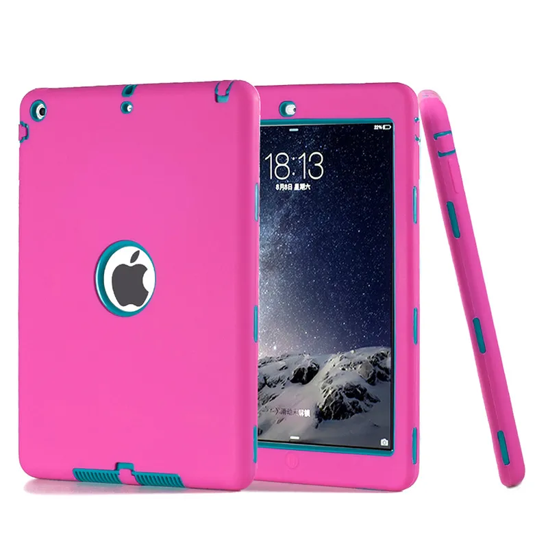 3 en 1 cas pour iPad Air 2 Tablet PC 9.7 "mode antichoc Dropproof enfants Protector Cover Cover PC + Étui en silicone souple pour Robot pour iPad 2 3 4
