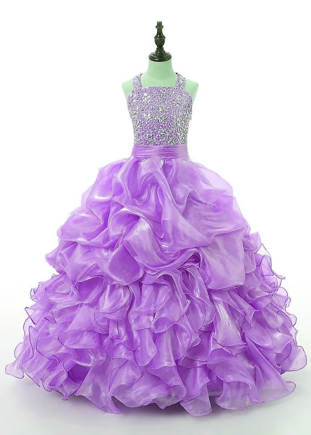 VeraQueen Girl's Off-Shoulder Princess Dress – Sparkly Tulle Pageant Dress For Birthdays & Parties (Turquoise) - View #2