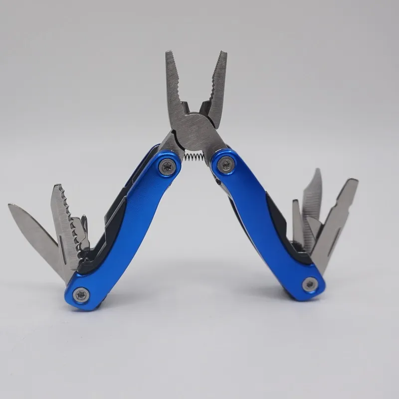 Pince pliante multifonction Portable, pince tactique en acier, couteaux combinés polyvalents, outils EDC d'extérieur, couleur bleue, vente en gros