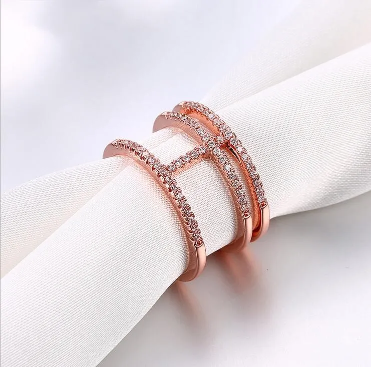 Victoria Brand Classic Luxury Jewelry 925 Sterling Silver 5A Cubic Zirconia Diamond Party Rose Gold Women Wedding Engagement Band Ring Gift