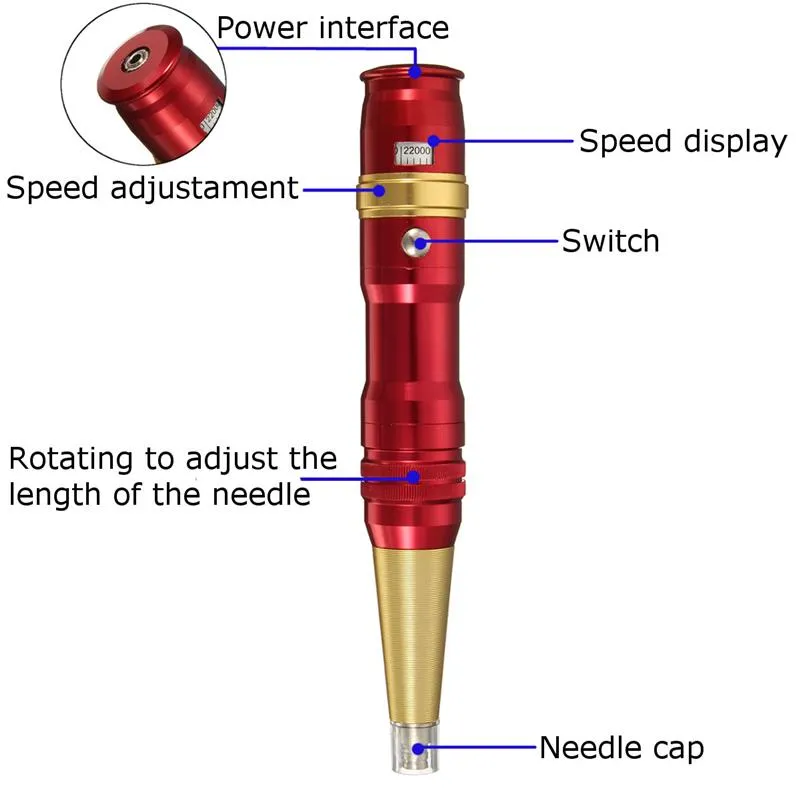 Роторная машина для татуировки бровей для перманентного макияжа, набор ручек для микроблейдинга с 10 иглами, 10 насадок9493199