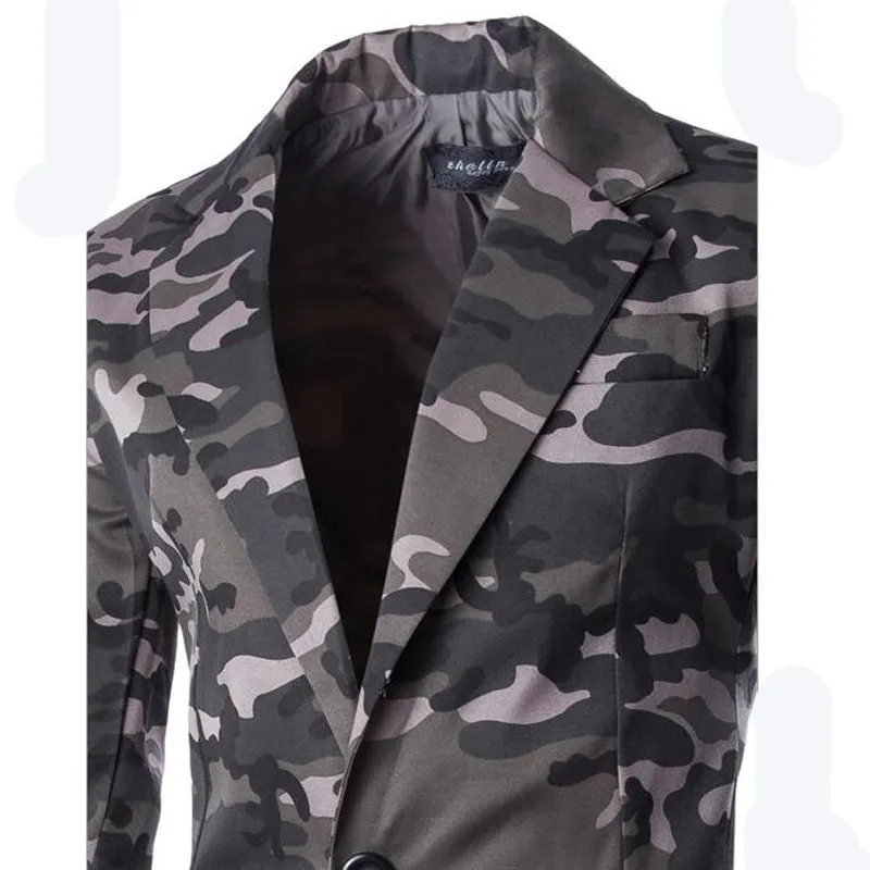 Giacca da uomo nuova giacca slim fit giacca da uomo moda blazer mimetico stile casual giacca militare a bottone singolo uomo265P