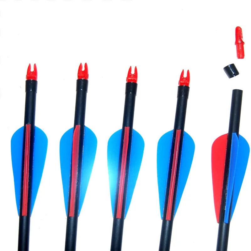 Fiber Glass Shaft Arrows 8mm Practice Archery Arrows with Points for Recurve Bow & Compound Bow Arrow Shooting