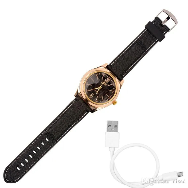 USB Rechargeable Women Watch Men's Sports Military Quartz-watch with Flameless Cigar Lighte.