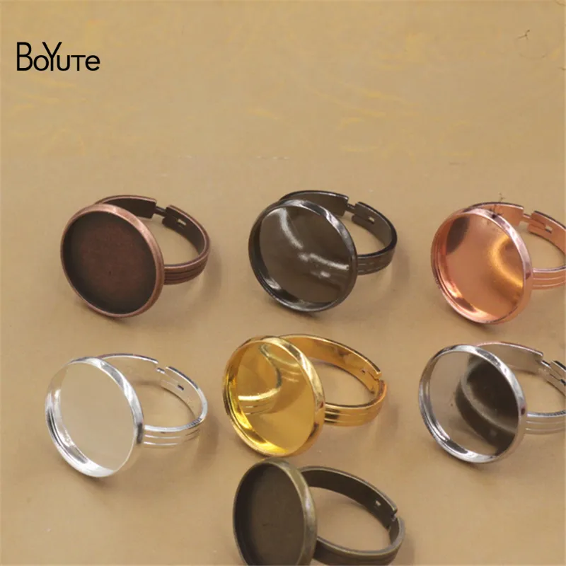 BoYuTe 20 Stück, 7 Farben, rund, 10 mm, 12 mm, 14 mm, 16 mm, 18 mm, 20 mm, Cabochon-Basisring, verstellbar, DIY-Schmuckzubehör, Komponenten 7921002