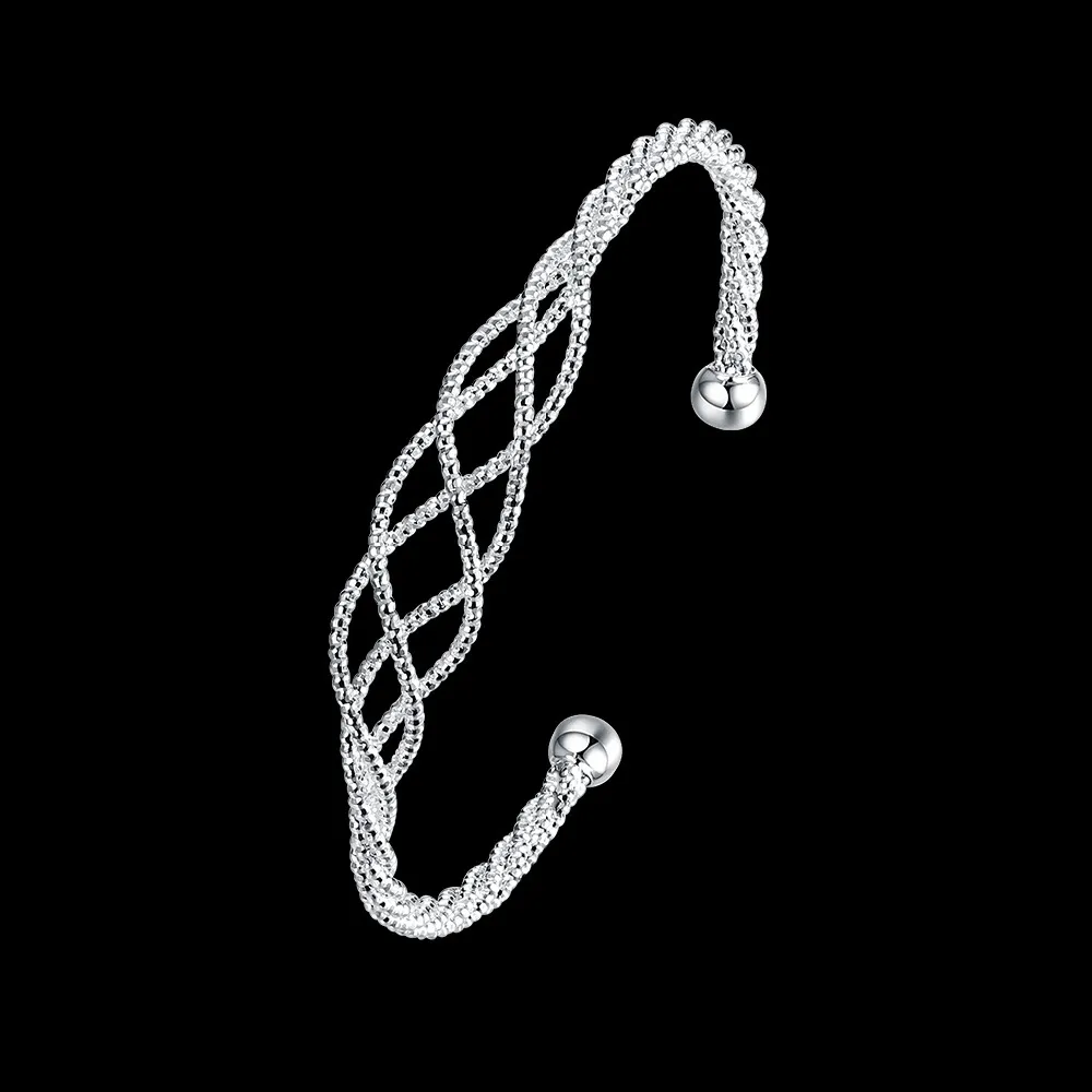 2017 beste geschenk für damen heißer verkauf 925 silber überzogene mode hohl neue mesh elegante armreif luxus diamanten set schmuck armband freies schiff