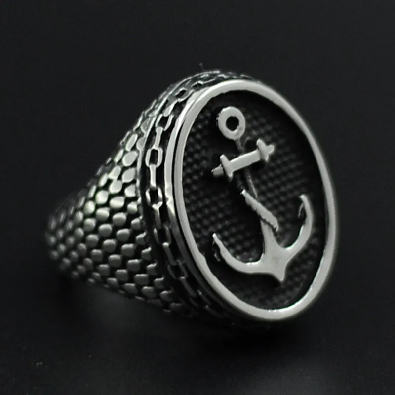 Fashion Punk Jewelry 316l Stainless Steel Knuckles Anchor Mens Rings For Men Titanium Biker Silver Skull Ring Men256W