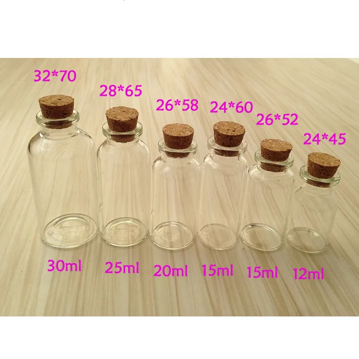 15ML24X60X12.5MM 소형 원하는 명확한 병을 유리제 작은 유리병으로 코르크 마개 메시지 결혼식을 원하는 보석 파티 호의 튜브