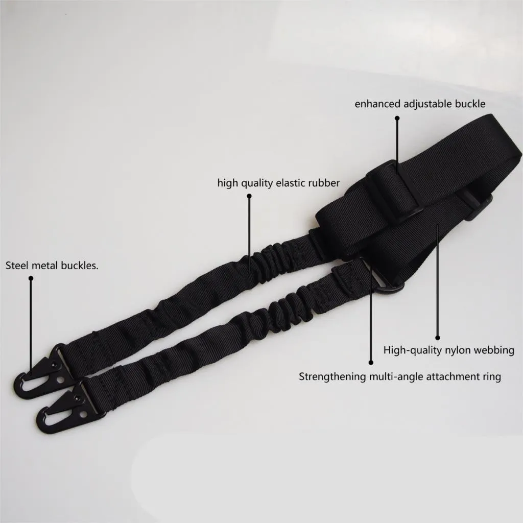 Multifunktionell justerbar Sling Nylon Tactical Double Point Bungee Rifle Gun Airsoft Sling Hunting Gun Strap Black Tan Green
