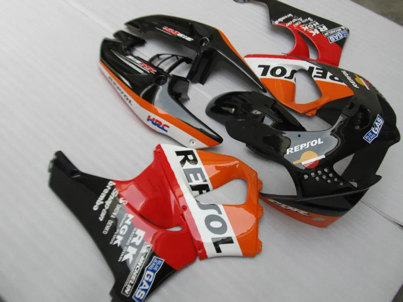 Kit de 7 carénages gratuit pour Honda CBR919RR 98 99 ensemble carénages noir orange CBR 900RR 1998 1999 OT14