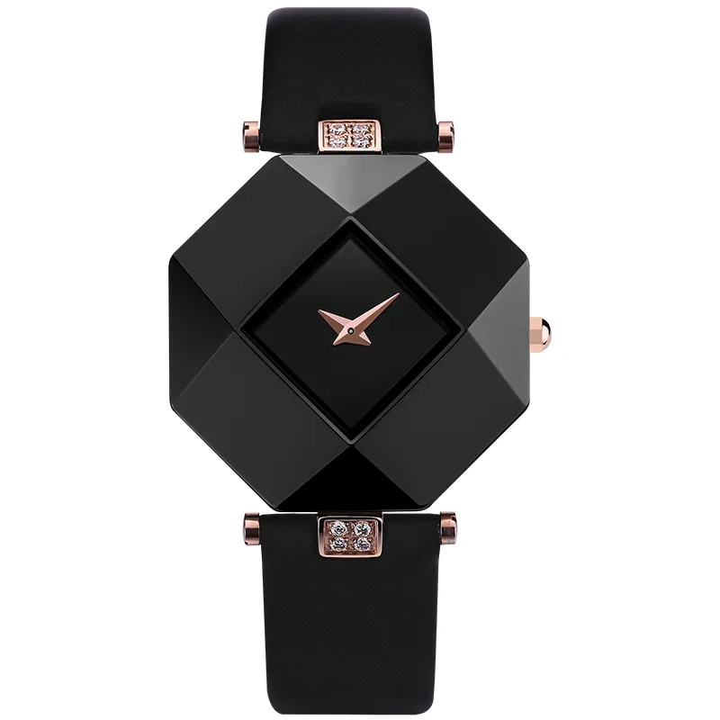 Nouvelle mode vente chaude femmes de luxe montre nouvelle mode femmes robe montres boîtier en céramique bracelet en cuir Relogio Feminino dame montre-bracelet à Quartz BRW