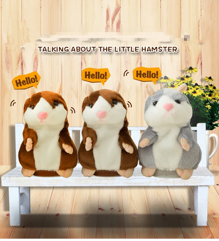 Carino 15 centimetri Anime Talking Hamster Peluche Cartoon Doll Toys Kawaii Speak Talking Sound Record criceto Parlando di regali di Natale per bambini Bambini