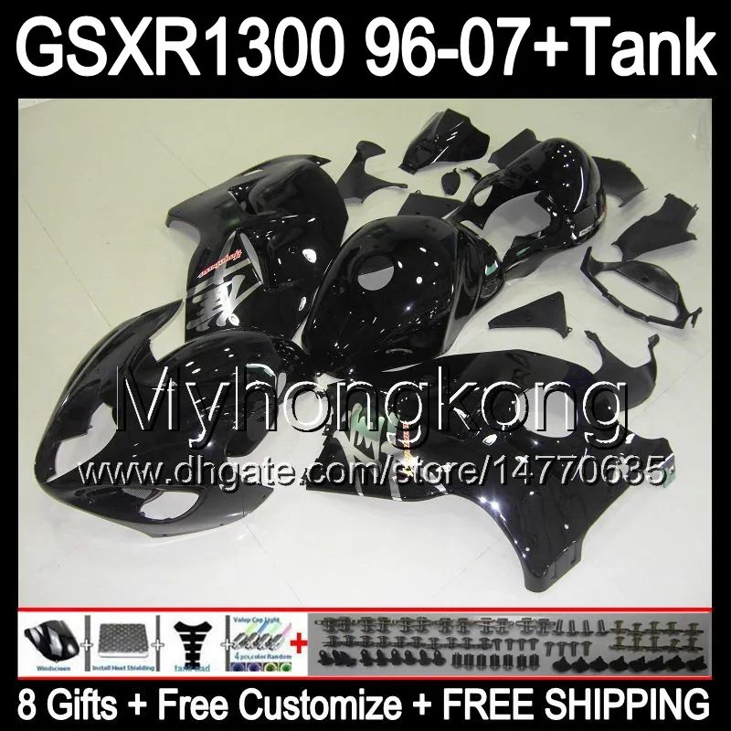 gloss black 8gift Para SUZUKI Hayabusa GSXR1300 96 97 98 99 00 01 13MY106 GSXR 1300 GSX-R1300 GSX R1300 02 03 04 05 06 07 gloss preto Carenagem