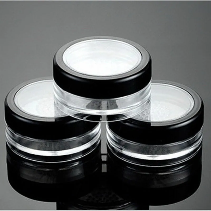 10g Black Clear Cap Polvo suelto compacto con la tapa de rejilla PP Powder Jar Contenedor de embalaje Vacío Powdery Cake Box F2017892