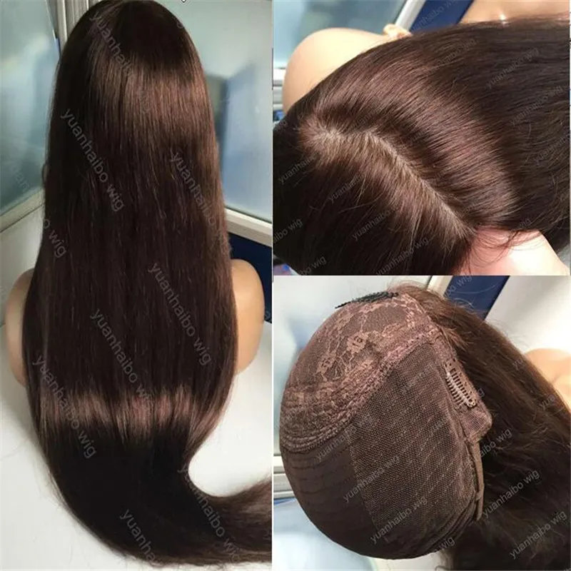 8a Sınıf İnsan Saç Kahverengi Renk 4 Sheitels 4x4Silk Üst Yahudi Peruklar En İyi Avrupa Bakire Saç Keşer Peruk Capless Wigs 6792626