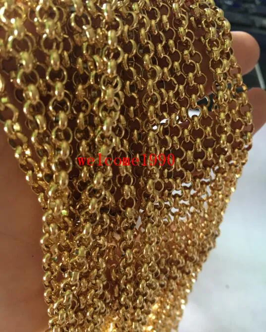 2017 Beste Nieuwe Stijl Lot 5 Meter Gold Tone Rvs Fashion 4mm Ronde Rolo Link Chain Sieraden Vinden / Markeren Ketting DIY