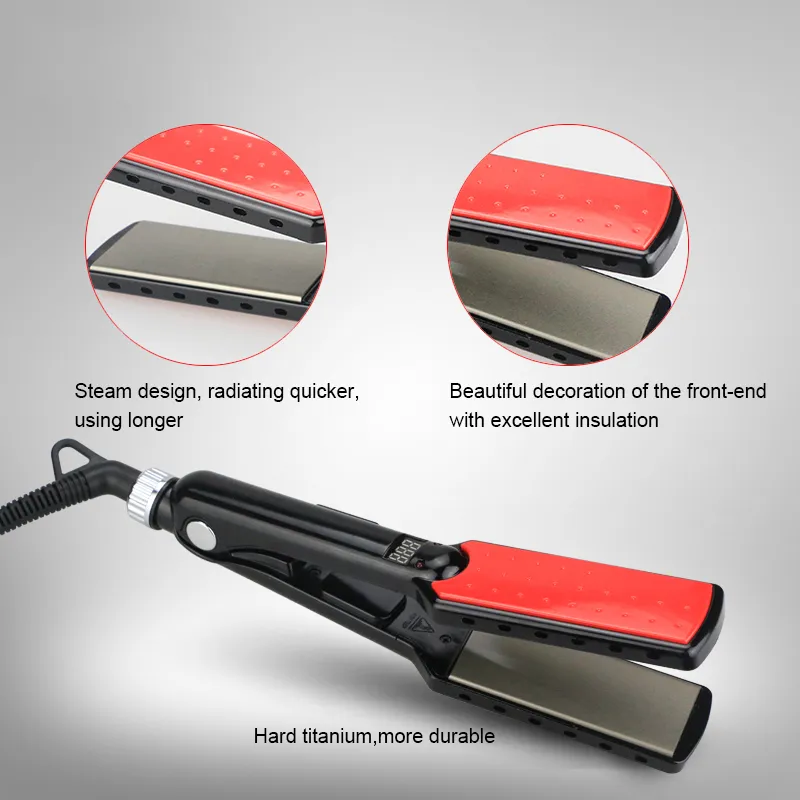 7 Shape Design Steam Hair Straightener,Titanium Plate MCH Fast Heating Hair Straightener Iron,LED Digital Display Straightening Hair Tools