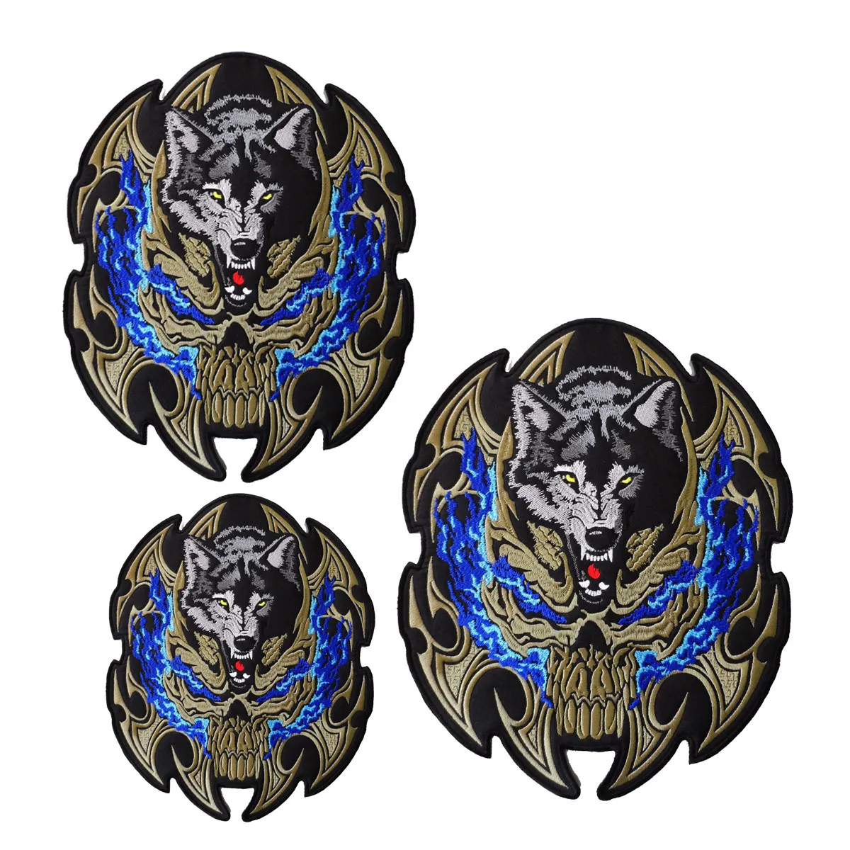 Motorcycle Embroidered Patches Wolf Design, Iron On From