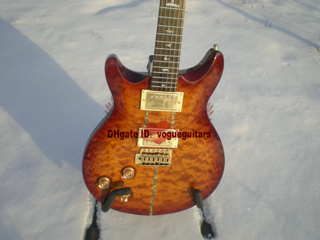 Wielki leworęczny Santana Gitara Electric Yellow Burst Top Quality Darmowa wysyłka