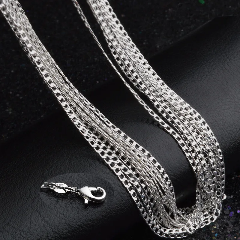 Man woman Necklace 925 silver plating 2mm Sideways chain Necklace 16inch/18inch/20inch/22inch/24inch/26inch/28inch/30inch